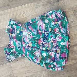 Mini boden green cottage scene dress size 5/6